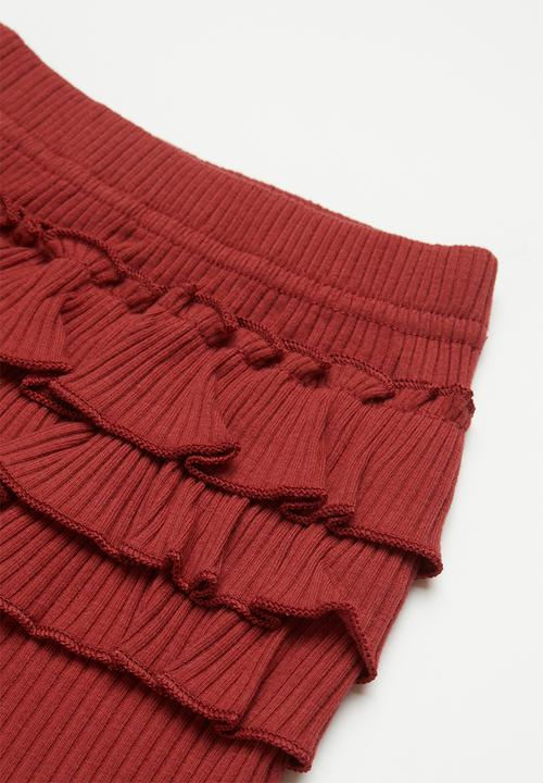 Pop Candy - Baby ruffle top, pants & leggings set - burgundy