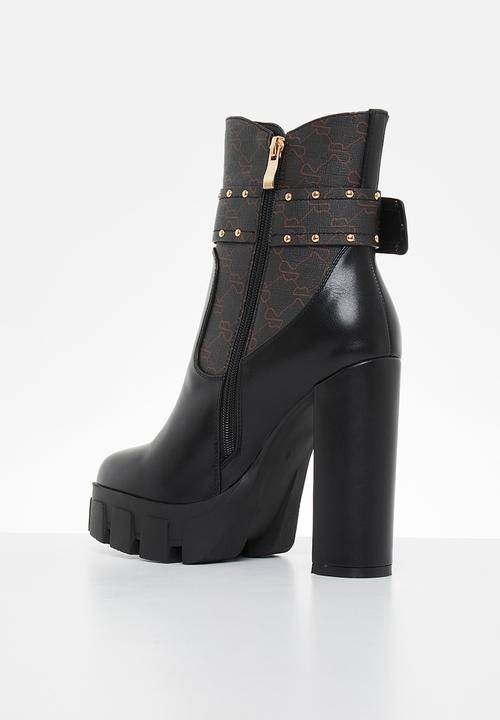 SISSY BOY - Girl crush buckle sb printed boot - black