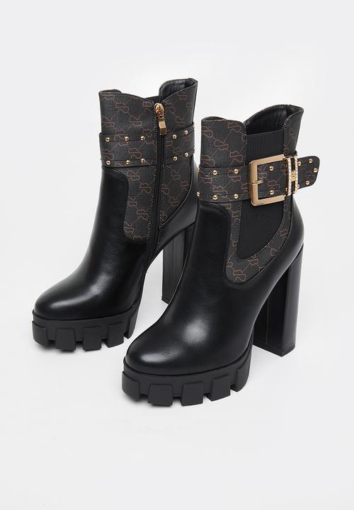 SISSY BOY - Girl crush buckle sb printed boot - black