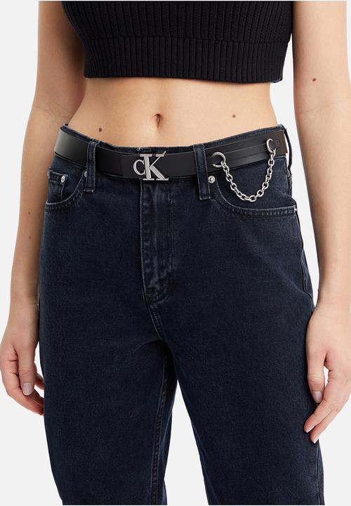 Calvin Klein - Mono hardware leather belt 30mm - black 