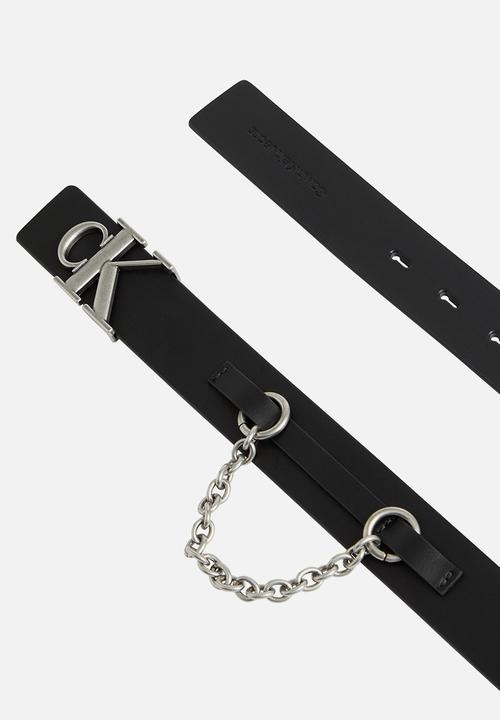 Calvin Klein - Mono hardware leather belt 30mm - black 