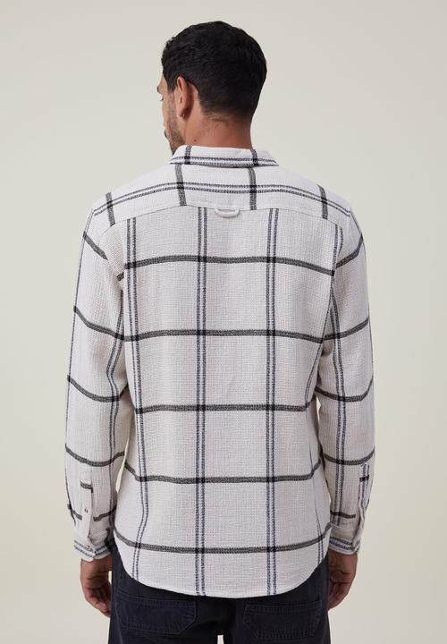 Cotton On - Portland long sleeve shirt - ecru gauze check