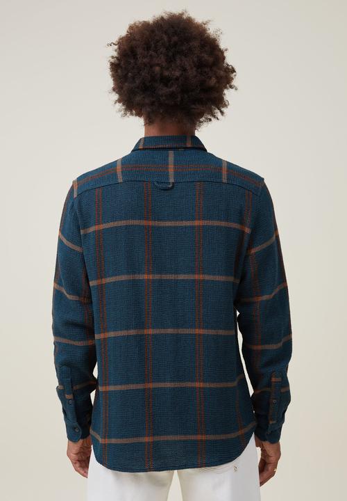 Cotton On - Portland long sleeve shirt - teal gauze check