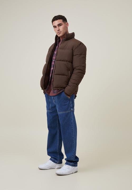 Cotton On - Recycled puffer jacket - chocolate