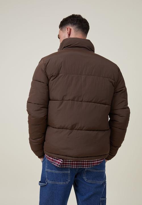 Cotton On - Recycled puffer jacket - chocolate