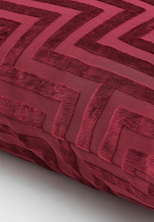 H&M - Velvet cushion cover - dark red/patterned