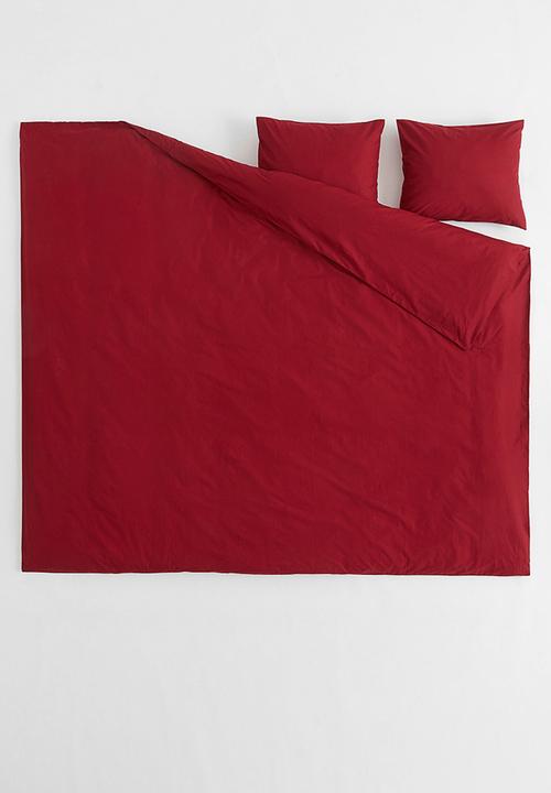 H&M - Cotton double/king duvet cover set - dark red