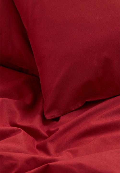 H&M - Cotton double/king duvet cover set - dark red