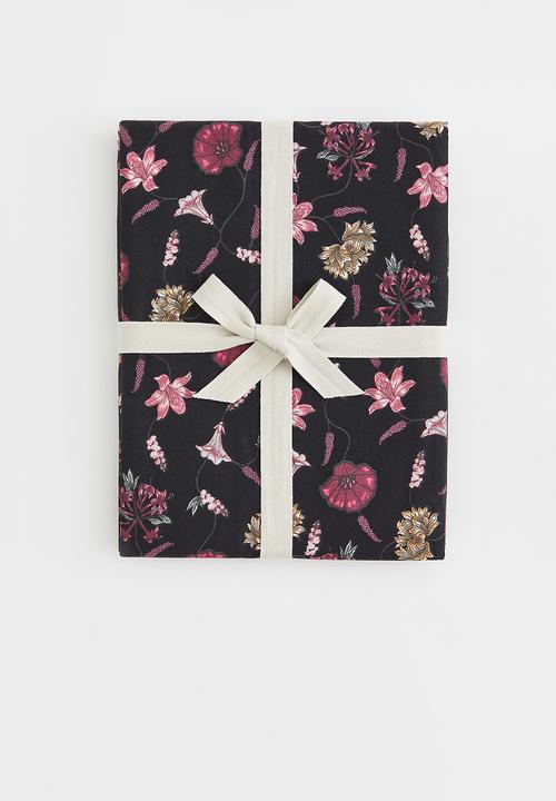 H&M - Cotton single duvet cover set - black/floral