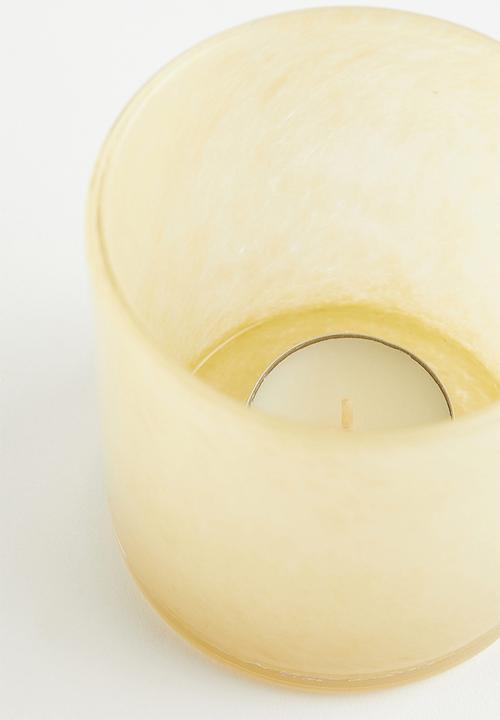 H&M - Small glass tealight holder - light yellow
