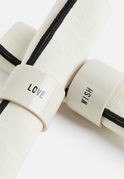 H&M - 2-pack stoneware napkin rings - natural white