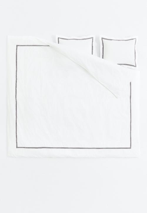 H&M - Cotton percale double/king duvet cover set - white/black