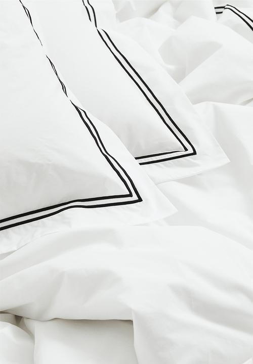 H&M - Cotton percale double/king duvet cover set - white/black