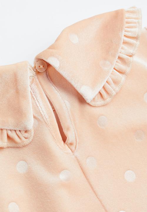 H&M - Collared velour dress - light coral