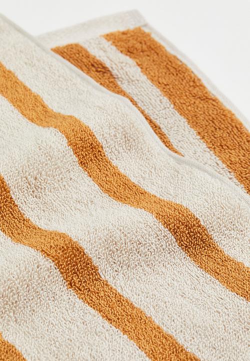 H&M - Cotton terry bath towel - dark yellow/striped
