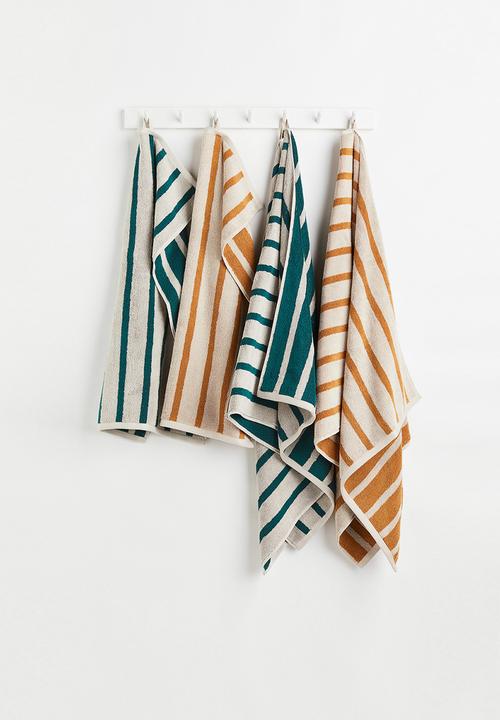 H&M - Cotton terry hand towel - dark yellow/striped