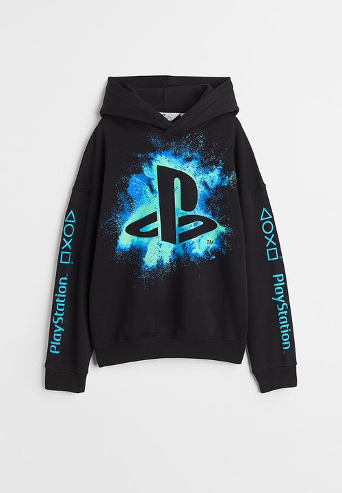 H&M - Oversized printed hoodie - black/playstation