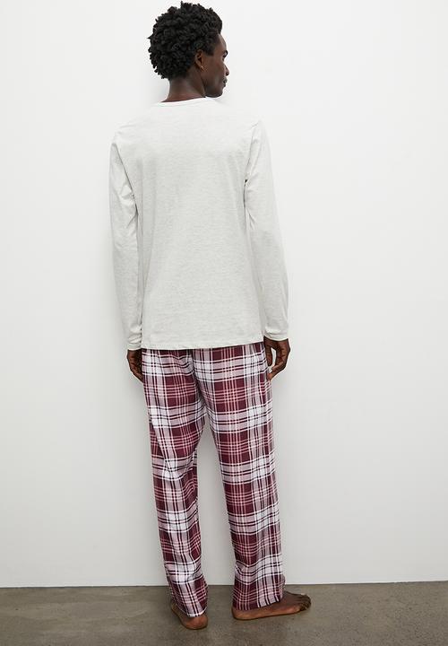 Superbalist - Henley tee & check woven sleep pant set - multi 1