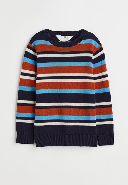 H&M - Jacquard-knit cotton jumper - navy blue/striped
