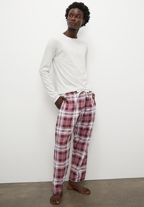 Superbalist - Henley tee & check woven sleep pant set - multi 1