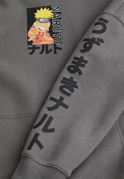 H&M - Oversized printed hoodie - grey/naruto