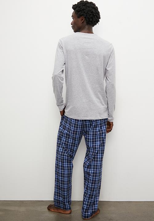 Superbalist - Henley tee & check woven sleep pant set - multi 2