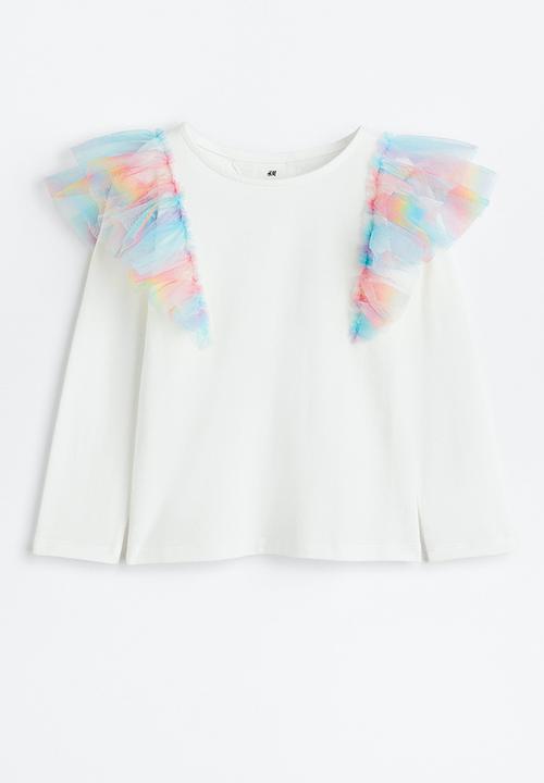 H&M - Flounce-trimmed top - white