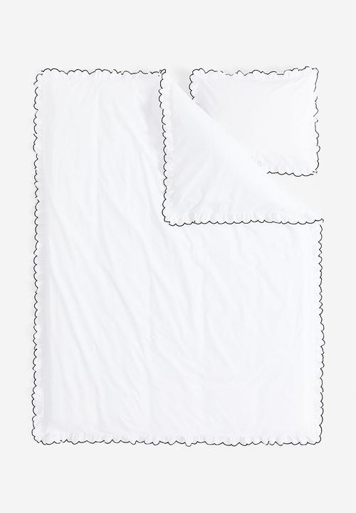 H&M - Single oxford-edge duvet cover set - white/black