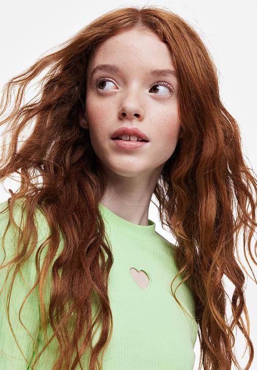 H&M - Ribbed cotton jersey cropped top - bright green