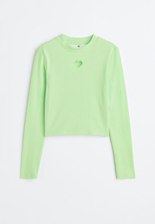 H&M - Ribbed cotton jersey cropped top - bright green