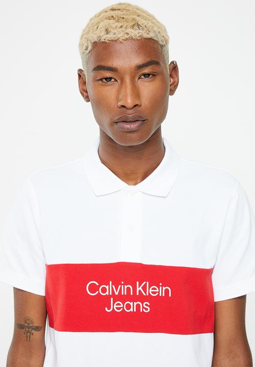 Calvin Klein - Colorblock logo polo - bright white