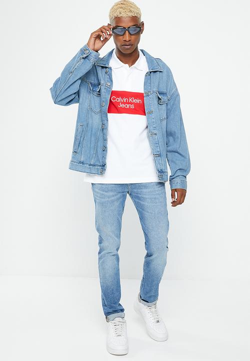 Calvin Klein - Colorblock logo polo - bright white