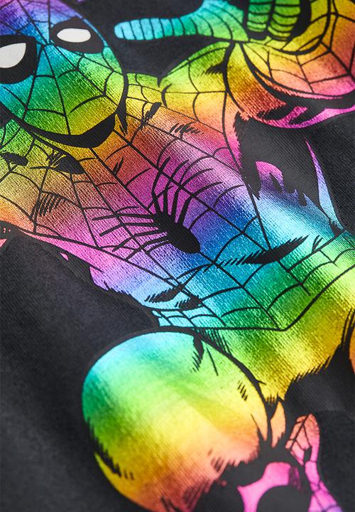 H&M - Printed cotton jersey top - dark grey/spider-man