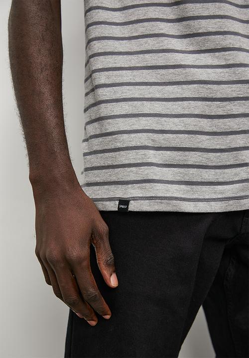 Superbalist - Nate pocket detail y/d stripe tee - grey melange/charcoal