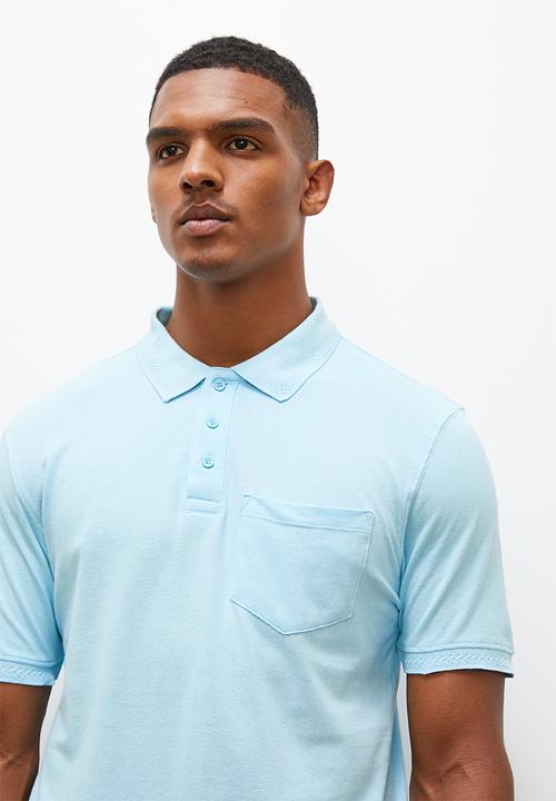 Lark & Crosse - Toni jacquard collar golfer - mid blue