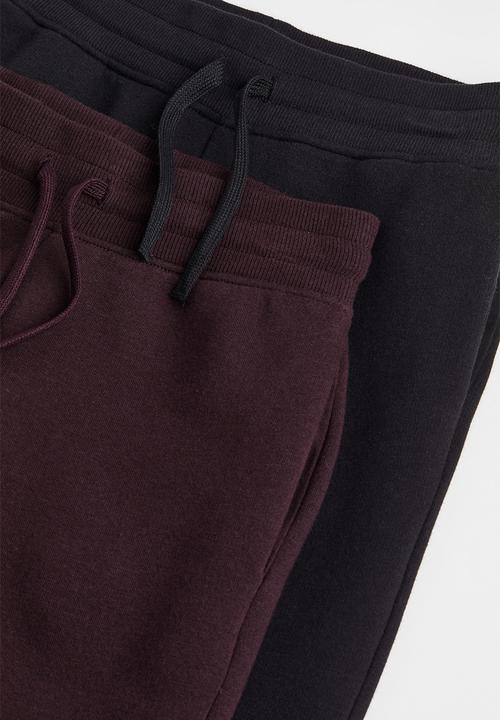 H&M - 2-Pack joggers - plum/black