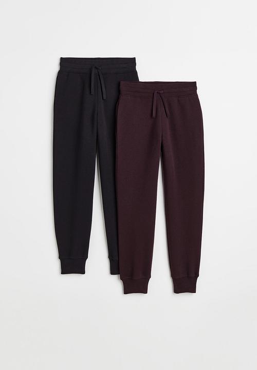 H&M - 2-Pack joggers - plum/black