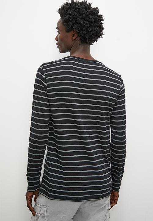 Superbalist - Nate y/d long sleeve  stripe tee - black & grey