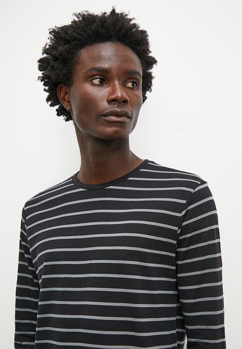 Superbalist - Nate y/d long sleeve  stripe tee - black & grey