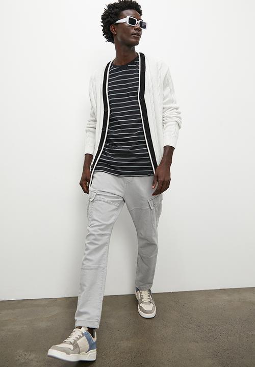 Superbalist - Nate y/d long sleeve  stripe tee - black & grey