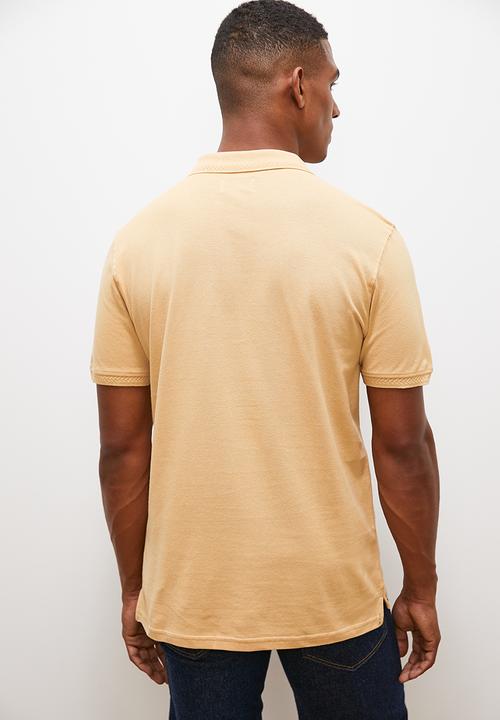 Lark & Crosse - Toni jacquard collar golfer - stone