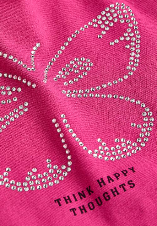 H&M - Motif-front top - cerise/butterfly