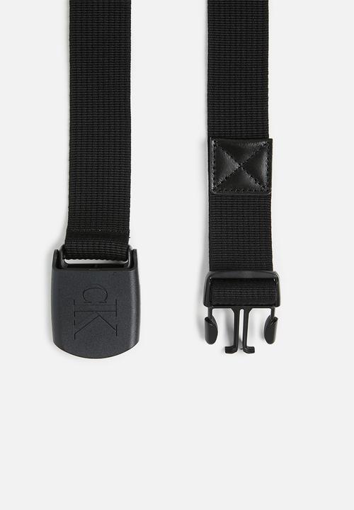 Calvin Klein - Logo plaque webbing belt 38mm - black 