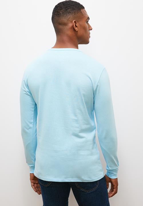 Lark & Crosse - Greg long sleeve grandpa tee - mid blue