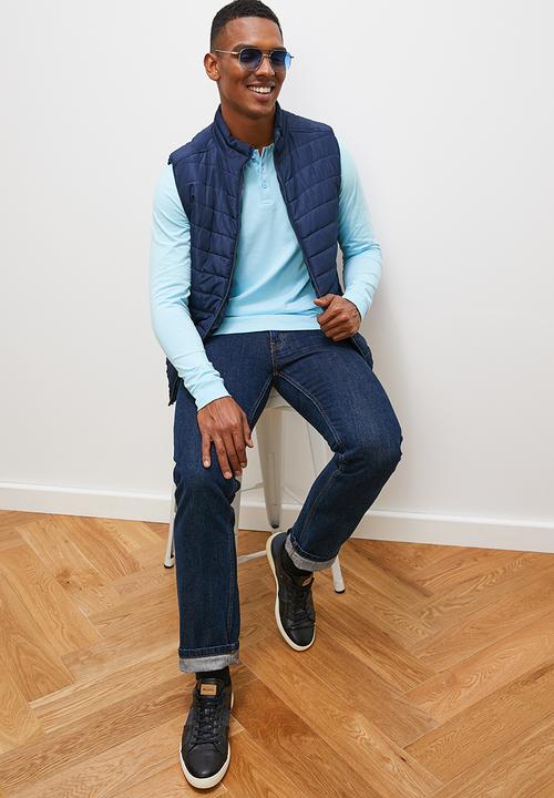 Lark & Crosse - Greg long sleeve grandpa tee - mid blue