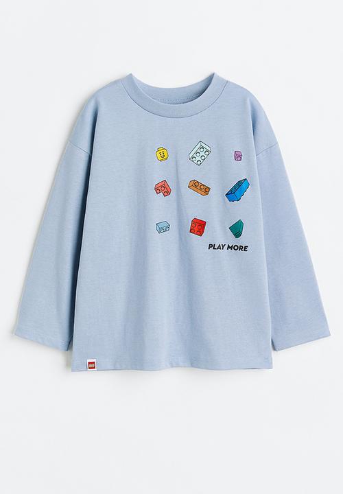 H&M - Long-sleeved printed top - light blue/lego® collection