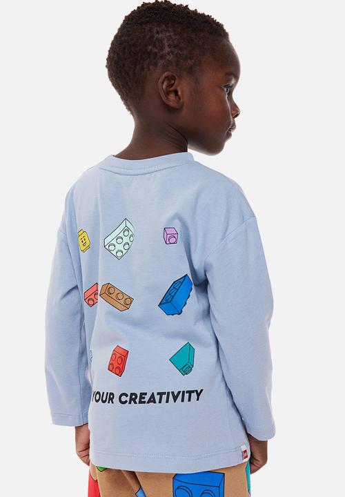 H&M - Long-sleeved printed top - light blue/lego® collection