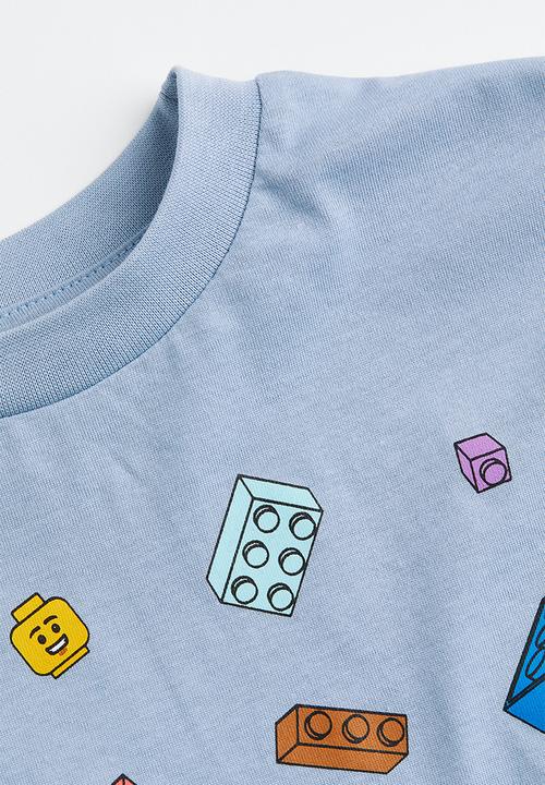 H&M - Long-sleeved printed top - light blue/lego® collection