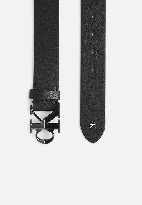 Calvin Klein - Round mono plaque belt 35mm - black