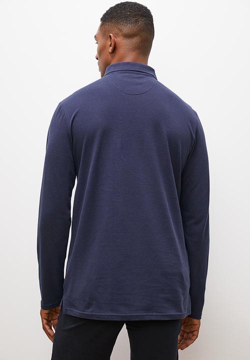 Lark & Crosse - Charl long sleeve golfer - navy